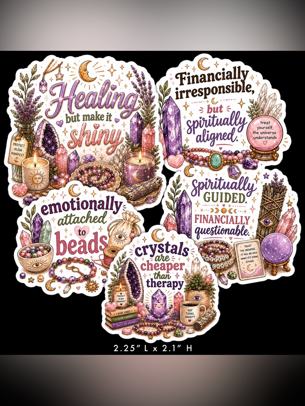 36 Count Handmade Crystal Stickers with Holographic Overlaminate